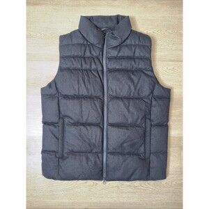 Uniqlo Puffer Vest Mens Large Black Wool Blend Down Fill Full Zip Pockets